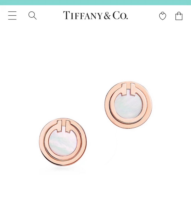 Tiffany Tiffany 2019 new listing T series white mother-of-pearl double T button earrings daily versatile single selected Germany imported s925 sterling silver material plating thick gold domestic not yet listed paragraph