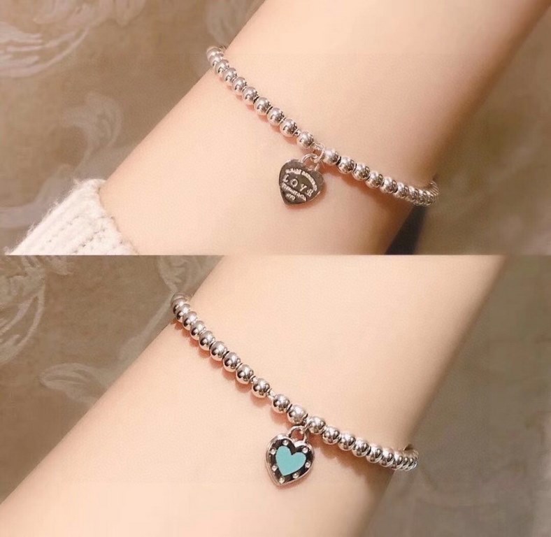 [Replacement level] tiff Tiffany   Peach Heart Blue Enamel Heart Tag Bracelet Classic Hundred Newest   Single Genuine Synchronized 925 Sterling Silver Built by Actual Photographs Exquisite Craftsmanship   Popular Tiffany