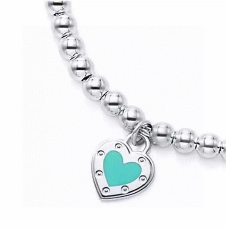 [Replacement level] tiff Tiffany   Peach Heart Blue Enamel Heart Tag Bracelet Classic Hundred Newest   Single Genuine Synchronized 925 Sterling Silver Built by Actual Photographs Exquisite Craftsmanship   Popular Tiffany