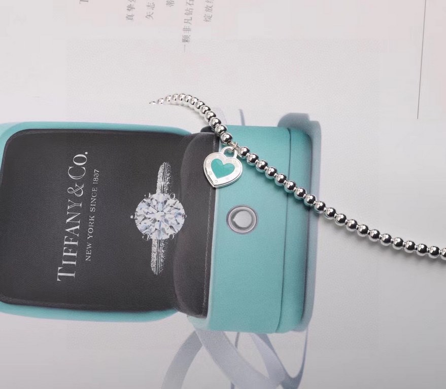 [Replacement level] tiff Tiffany   Peach Heart Blue Enamel Heart Tag Bracelet Classic Hundred Newest   Single Genuine Synchronized 925 Sterling Silver Built by Actual Photographs Exquisite Craftsmanship   Popular Tiffany