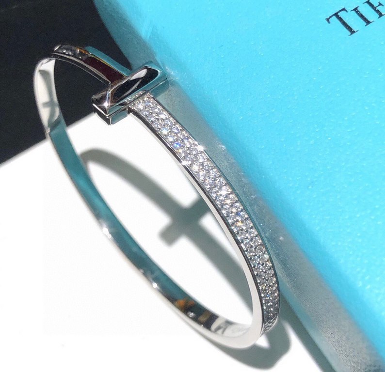 Tiff Tiffany 2020 T1 Series Wide Semi-Diamond Bracelet Exclusive Premiere High-end customized Goddess model Designed to highlight the delicate elegance and understated bloom of self-confidence Very delicate and eye-catch