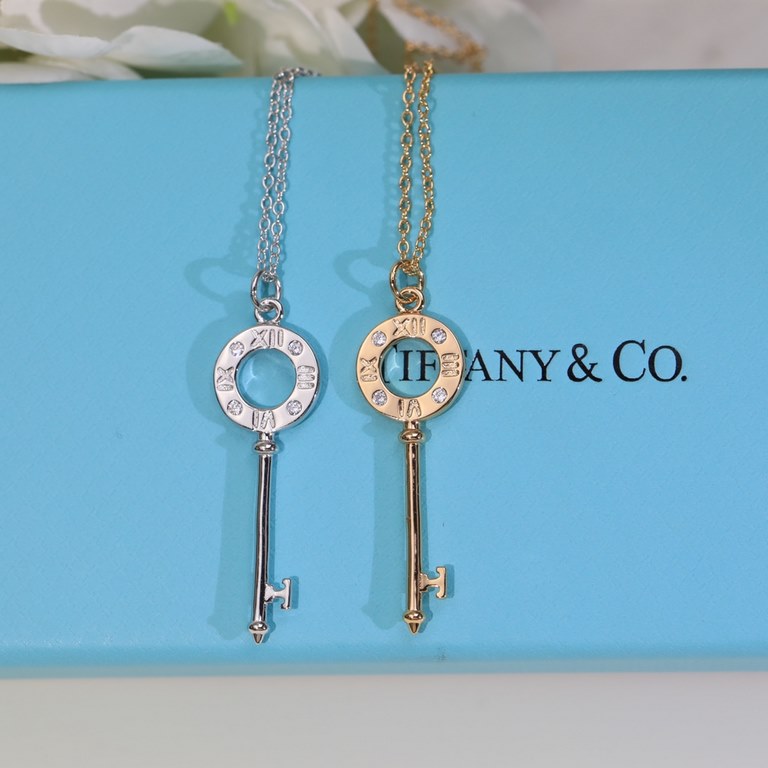 New   TIFFANY Tiffany Key Necklace   S925 Sterling Silver Precision version With logo  [925] Chain Length 45cm Adjustable      Tiffany