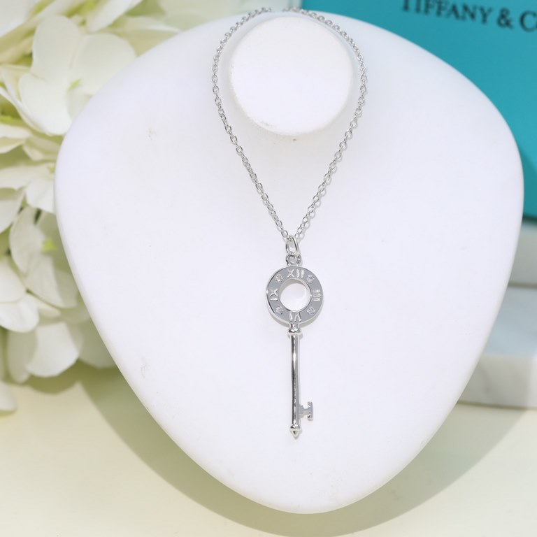 New   TIFFANY Tiffany Key Necklace   S925 Sterling Silver Precision version With logo  [925] Chain Length 45cm Adjustable      Tiffany