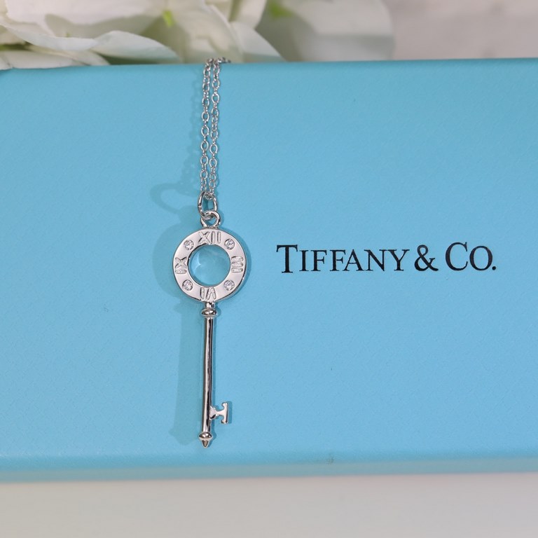 New   TIFFANY Tiffany Key Necklace   S925 Sterling Silver Precision version With logo  [925] Chain Length 45cm Adjustable      Tiffany