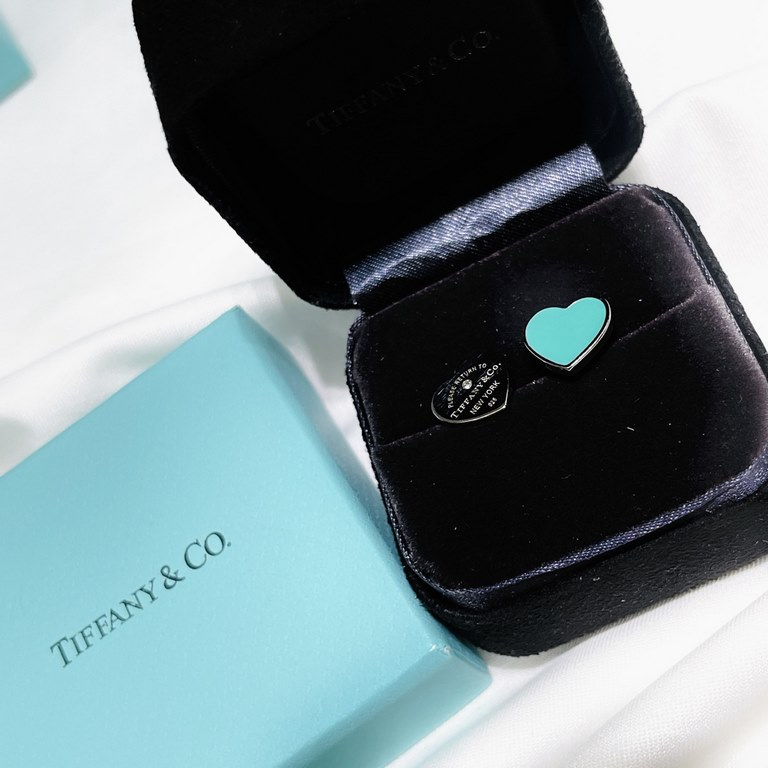 Tiffany Tiffany 22 years new classic heart enamel asymmetric earrings Exclusive one to one customization Symbolizing the civilization of the classic elements Original ag925 sterling silver Guaranteed highest version in t