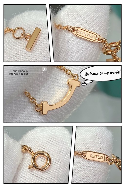 V gold material Tiff   Tiffany mini light gold smiley face necklace, counter Latest Double T  smile  necklace  11 reworking tiffany to smiley face the strongest inspiration for the design, the smile is a kind of the most