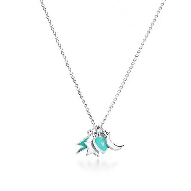 SpotC297  Tiffany Tiffany new heart sign star lightning crescent classic elements necklace classic match counter new match single genuine synchronization counter consistent S925 sterling silver to create real shot exquis