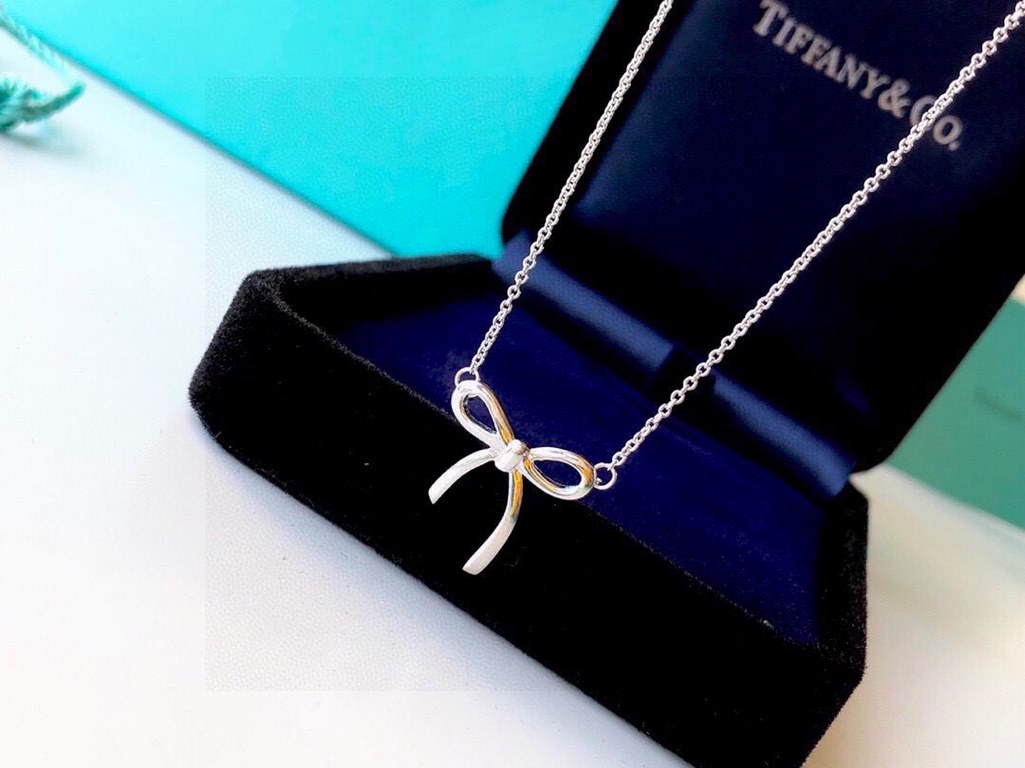 Authentic open version tiffany bow   necklace counter synchronization explosive models   bow     tiffany official website explosive models    imported from Germany 925 sterling silver vacuum plating Pt950 platinum compar