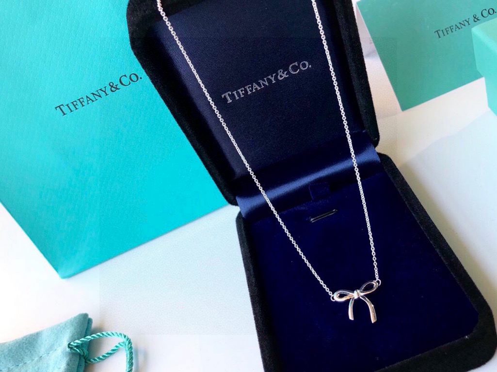 Authentic open version tiffany bow   necklace counter synchronization explosive models   bow     tiffany official website explosive models    imported from Germany 925 sterling silver vacuum plating Pt950 platinum compar