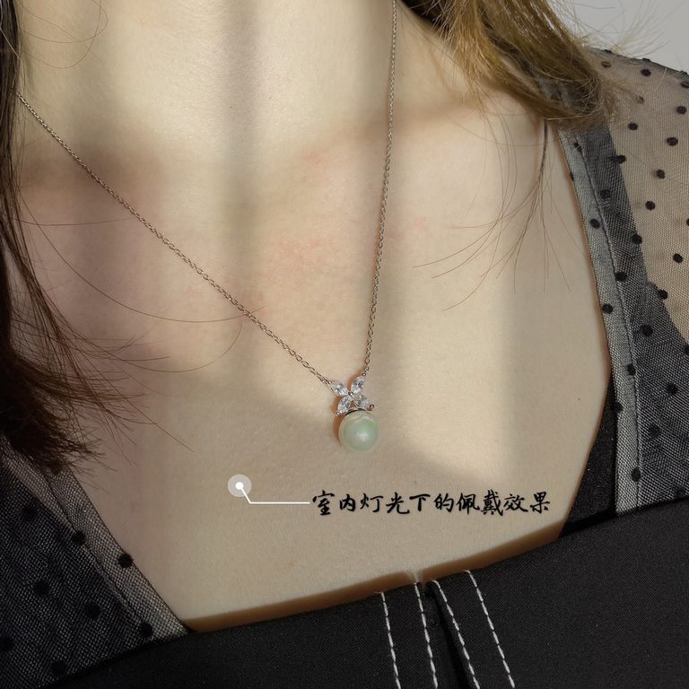 9 2  5  Fine Craftsmanship Tiffany Natural Pearl Horse's Eye Necklace Elegant Collection! 8mm Japanese akoya saltwater pearl, round, flawless, aurora borealis! In stock. Premium version Great gift for Chinese New Year. N