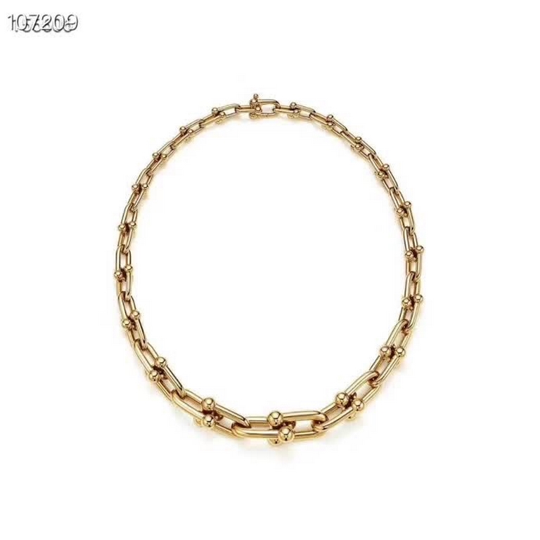 Tiffa Tiffany Hardwear Collection Tapered Clasp Link Women's Necklace Bracelet Chunkiest Version Simple Atmosphere