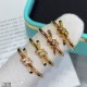 V gold material . ZP open version, Tiffany CNC hand with diamonds T rope knot ring   code 5678   The intertwined ends are a powerful symbol of emotional connection, elegant temperament models, cost-effective Super high T