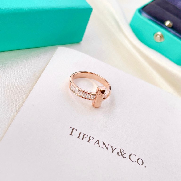 Tiffany tiff T1 Series Newest Single T Row Diamond Ring Exclusive High-end Customization Yang Mi Goddess Same Model The design highlights the exquisite elegance, low-key bloom confidence Very delicate and eye-catching. O