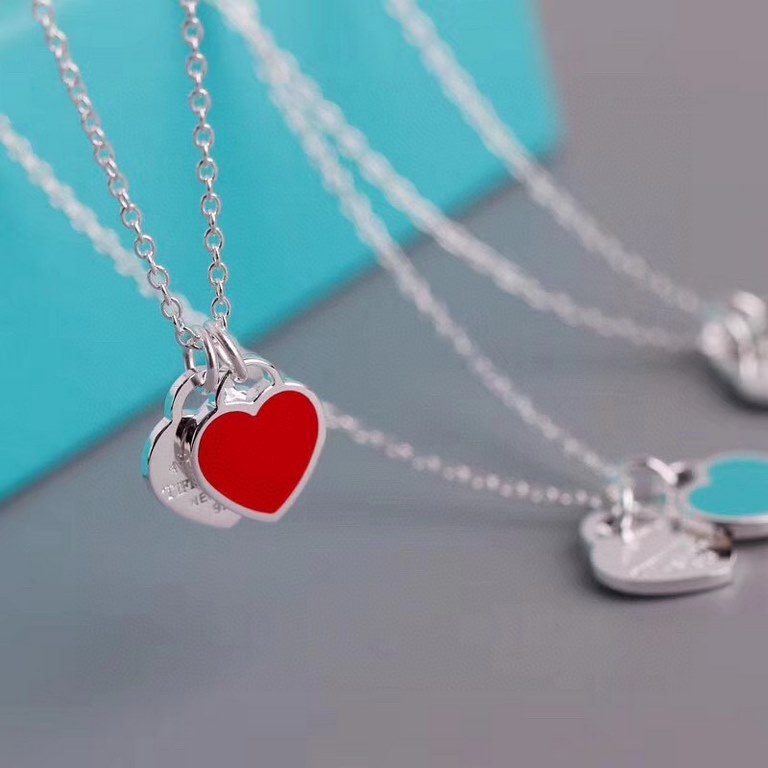 Pink Blue Red Heart Simple Classic Necklace! The classic logo is a perfect illustration of Tiffany.Inspired by a 1969 design, the Return to Tiffany collection is a classic symbol of Tiffany's excellence   ....