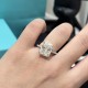 C133  [Simulation Diamond 】Tiffany Tiffany True four claw five carat sugar diamond row diamond ring Replica Grade One to one Original single top 925 sterling silver setting The four claw setting structure mounting positi