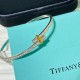 Tiffany   models Tiffany 23C new row of diamonds two-tone bracelet simple atmosphere versatile non-fading non-allergic body S925 sterling silver material plating thick gold fashionable and obsolete models trendy single p