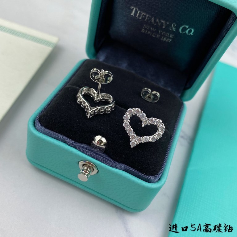 High version, the blood of the use of 5A high carbon diamonds, Tiffany heart heart-shaped earrings customized exclusive fine-cut 160 cutting process Cubic zircon  refractive index ultra-high Bling Bling flash     Exclusi