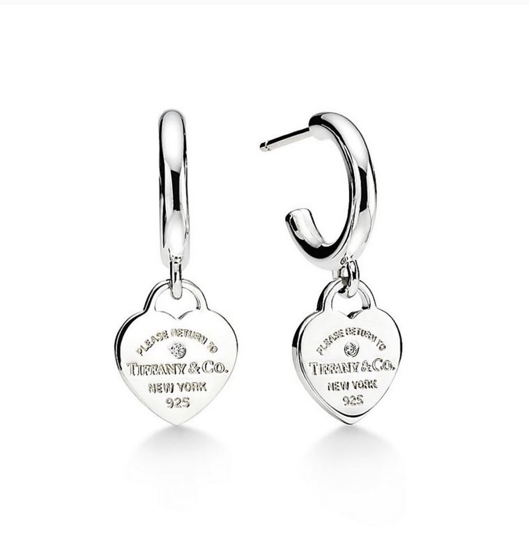 B780  Tiffany Tiffany 22 Years New Classic Heart Solitaire Curved Hook Stud Earrings Exclusive one to one customization Symbolizing the civilization of classic elements Original ag925 sterling silver Guaranteed highest v