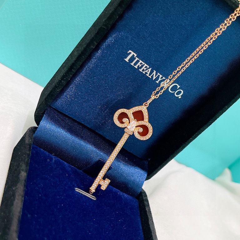 Tiffany Tiffany 22 Years Limited Edition Keys Collection Iris Onyx Diamond Key Necklace One of tiffany's classic pieces, this necklace is super versatile, made of S925 sterling silver with natural red onyx, and the origi