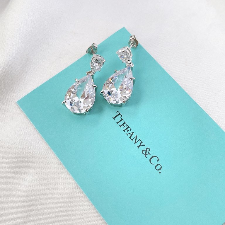 New Tiff Tiffany Fine Jewelry Custom Luxury White Diamonds Drop Earrings High-end custom original single 925 sterling silver needle micro-set to create a super-shiny texture awesome on the ear gorgeous casually ride are 