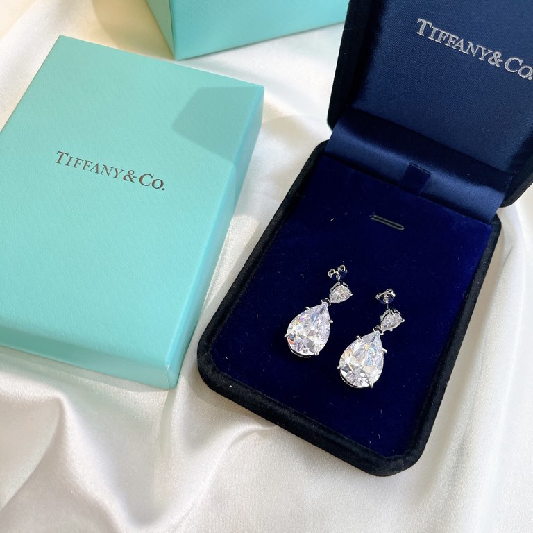 New Tiff Tiffany Fine Jewelry Custom Luxury White Diamonds Drop Earrings High-end custom original single 925 sterling silver needle micro-set to create a super-shiny texture awesome on the ear gorgeous casually ride are 