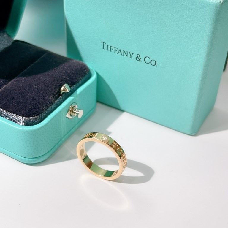 CNC version of the couple's ring Tiffany new witness modern beautiful love! S925 sterling silver material glossy letters ring   (U.S. code  6    7 8  9   number, couples universal    Tiffany three-dimensional double T ri