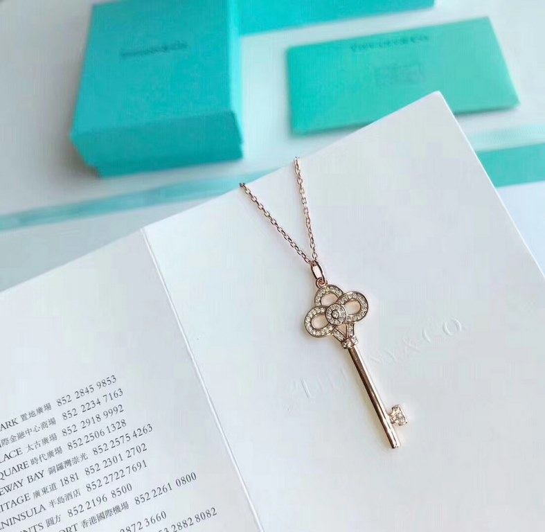 [OEM Grade] Tiffany Tiffany Heart Crown Key Original Necklace Solid seal with the highest version of the market imported high carbon diamonds Imported 925 sterling silver plated 18k gold Yang Mi same necklace Rose gold  