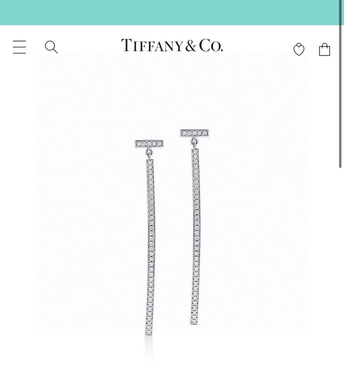 Tiff   Tiffany T-Series full of diamonds smiley   line smooth t word earrings geometric shapes personalized simple counter one-to-one custom selection of Germany imported s925 sterling silver simple atmosphere   silver r