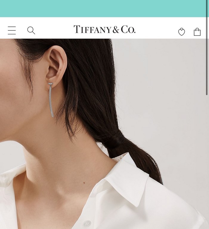 Tiff   Tiffany T-Series full of diamonds smiley   line smooth t word earrings geometric shapes personalized simple counter one-to-one custom selection of Germany imported s925 sterling silver simple atmosphere   white go