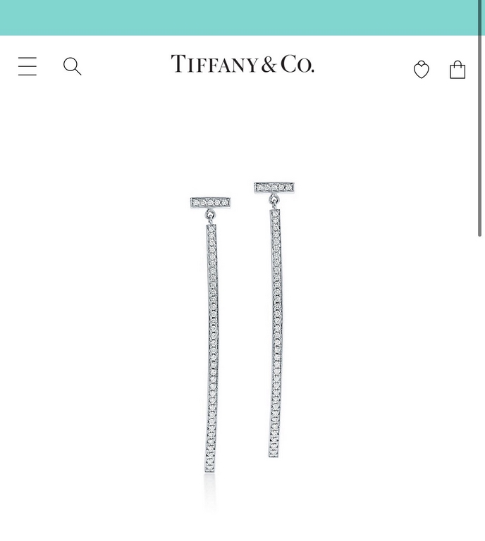 Tiff   Tiffany T-Series full of diamonds smiley   line smooth t word earrings geometric shapes personalized simple counter one-to-one custom selection of Germany imported s925 sterling silver simple atmosphere   white go