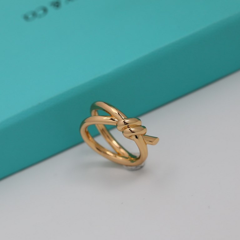 New Tiffany knot ring   glossy matte gold with original logo   the beauty of the breathtaking this year's hottest new models   Tiffany ring   [925] plating 18k gold thick gold plating size 678#.