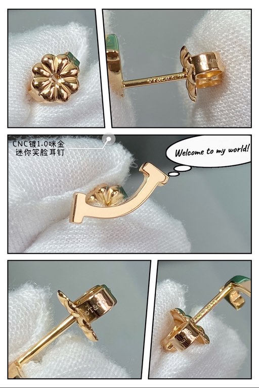 This section of the price adjustment  V gold material Tiff    counter The latest double T  Tiffany mini light gold smiley face earrings  11 heavy industry tiffany to smile the strongest inspiration design, smile is a mos