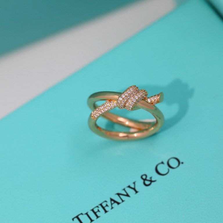 New Tiffany Rope Ring   Sub-gold with original logo  Breathtaking beauty of this year's hottest new models  Tiffany ring  [925] plated 18k gold thick gold plating Size 678#.