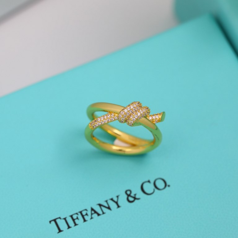 New Tiffany Rope Ring   Sub-gold with original logo  Breathtaking beauty of this year's hottest new models  Tiffany ring  [925] plated 18k gold thick gold plating Size 678#.