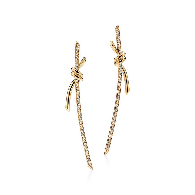 New Tiffany knot earrings with diamonds long silver pin material with the original logo   the beauty of the breathtaking this summer the hottest new models   Tiffany earrings   [925] plating 18k gold thick gold plating w