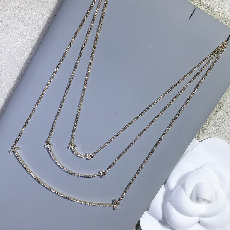 T family smile full diamond necklace   large medium miniThe whole piece, including the tail hanging small T are CNC lathe precision carving molding, drill bit as well as the drill claw is a carving out, drilling each ful