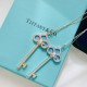 B886  Tiffany Tiffany 22 Years Limited Edition Keys Collection Iris Turquoise Diamonds Key Necklace One of tiffany's classic creations, super versatile. Crafted in S925 sterling silver with natural turquoise original cus