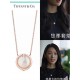 xx302  tiff Tiffany Gu Jia goddess same models double t smiley   necklace (upgraded CNC version of the Roman disc collarbone chain Double T natural stone necklace High-end customized 925 sterling silver Micro-setting pro