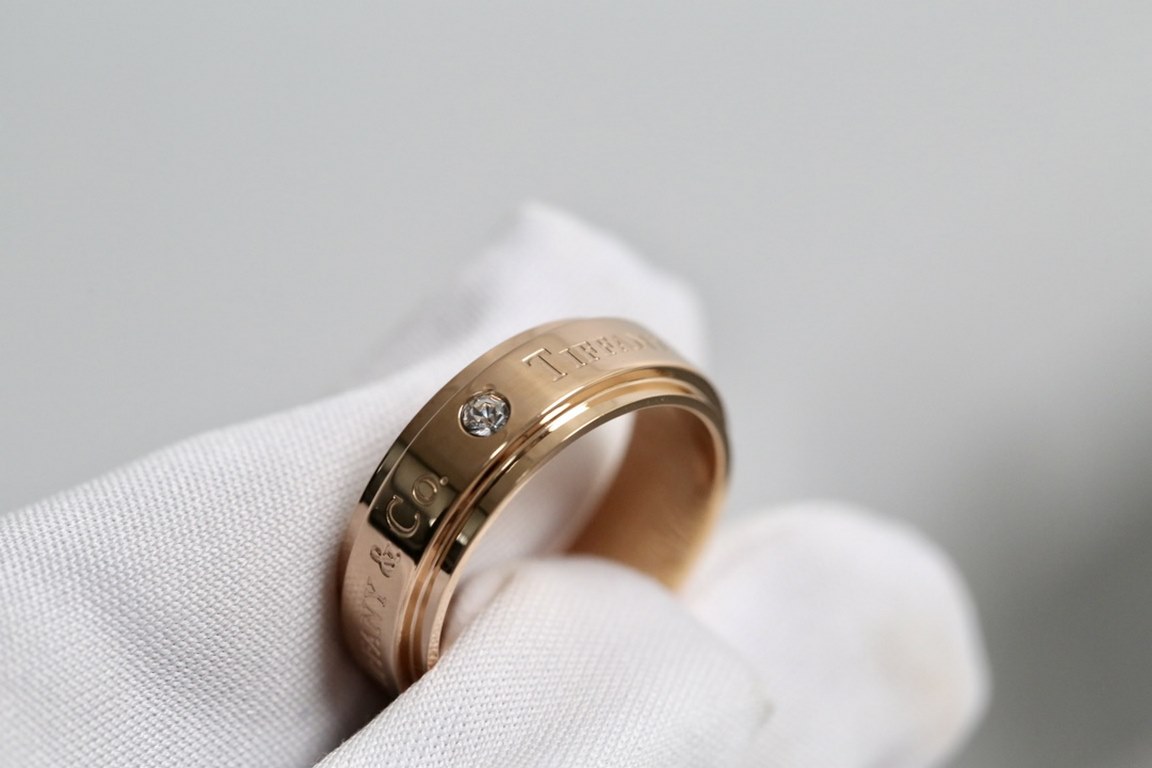 t family new fake double logo ring  Two small diamonds are super cute  Delicate and fashionable