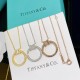 B214  [Buy level] Tiffany Tiffany 21 years new listing! T two series circle square diamonds double T necklace Selected original consistent imported s925 sterling silver material plating 18k rose gold using high carbon di