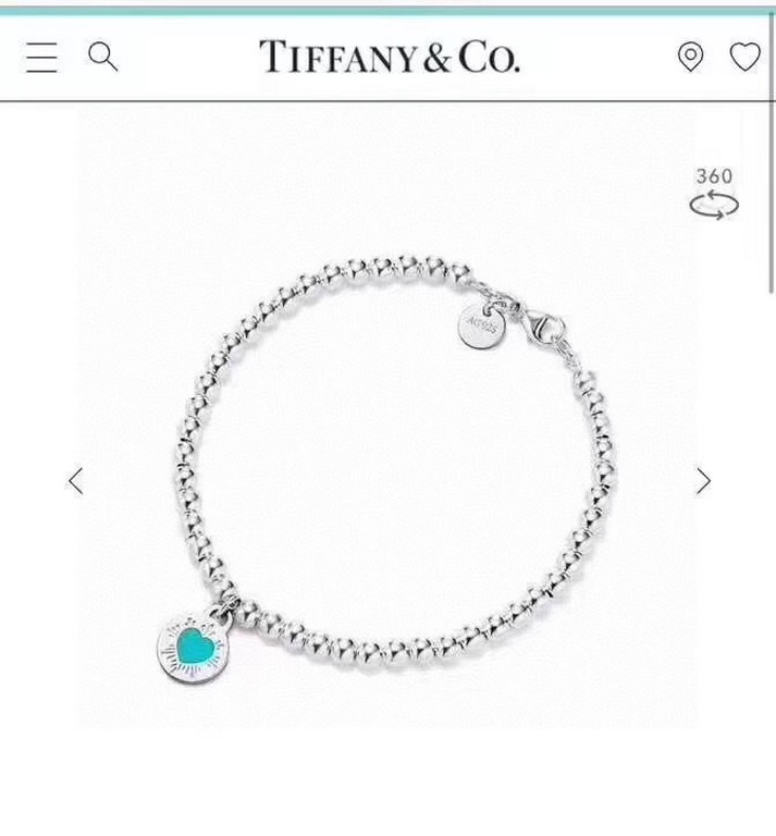 Tiffany Tiffany Second Generation New Love Heart Round Card Beads Bracelet Selected German imported s925 sterling silver material plating thick gold No fading and no allergy