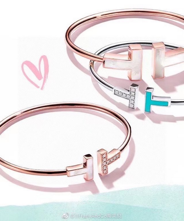 [Tiffany Blue Double T Bracelet with Diamonds] Premium Finished Version T Square Platinum Braceletby TiffanySet with High Carbon DiamondsThe T Square bracelet has a more striking and bold silhouette, with two different s