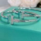 [Tiffany Blue Double T Bracelet with Diamonds] Premium Finished Version T Square Platinum Braceletby TiffanySet with High Carbon DiamondsThe T Square bracelet has a more striking and bold silhouette, with two different s