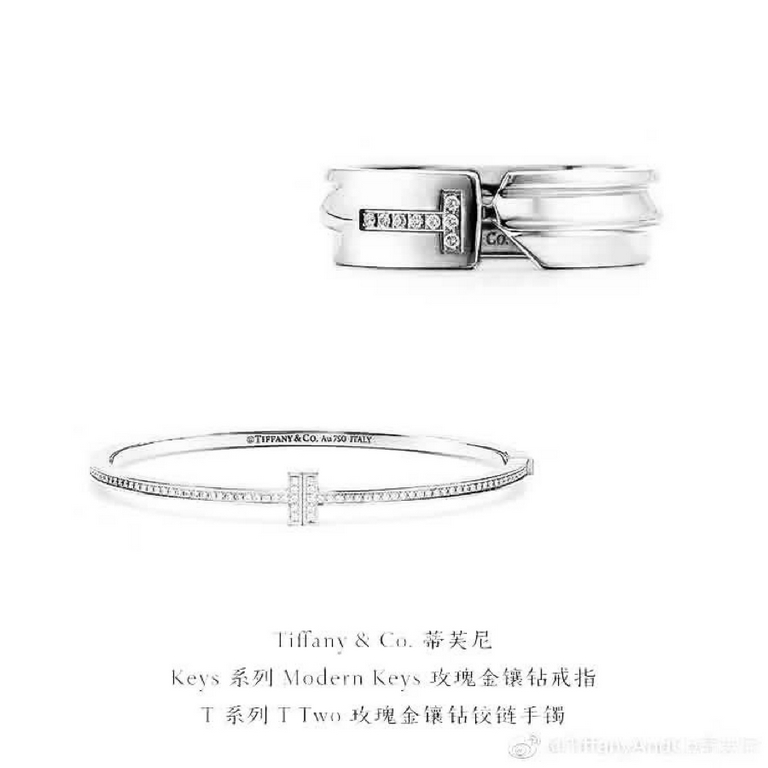 Actual photo Tiff Tiffany Modern Keys Collection single T glossy asymmetric open-end ring made of imported s925 sterling silver with the strongest polishing technology new at the same time as the counter Simple, easy to 