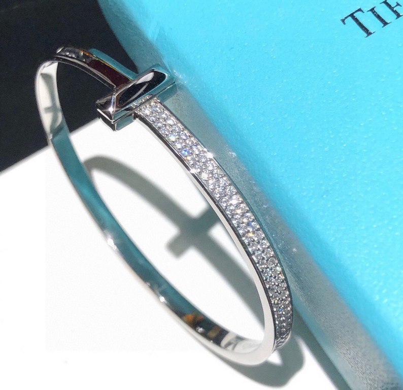 Arrival   Tiff Tiffany 2020 T1 Series Wide Semi-Diamond Bracelet Exclusive Premiere High-end customized Goddess model Designed to highlight the exquisite elegance and understated blossoming of self-confidence Very delica