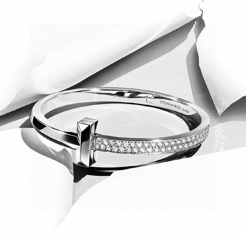 Arrival   Tiff Tiffany 2020 T1 Series Wide Semi-Diamond Bracelet Exclusive Premiere High-end customized Goddess model Designed to highlight the exquisite elegance and understated blossoming of self-confidence Very delica