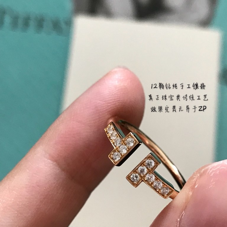 [Seiko version]   Tiffany open ring Happiness is not in the eyes of others   so very good. As long as you work hard what you want the years will give you   - full diamond Tiffany ring High-end   Dentsu 18K gold double T 