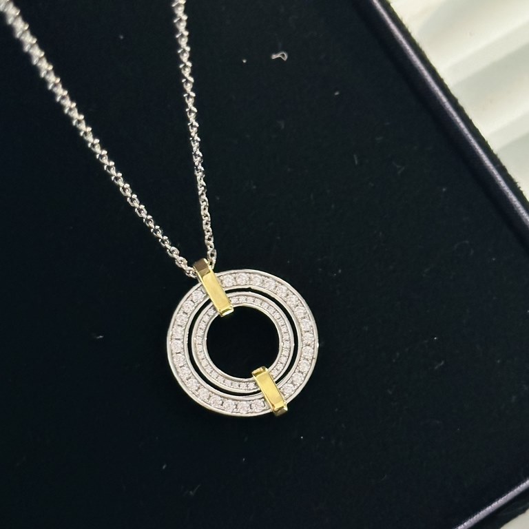 C276  Tiffany   models Tiffany 23C new circle full of diamonds color separation necklace simple atmosphere versatile non-fading non-allergic body S925 sterling silver material plating thick gold fashionable timeless mode