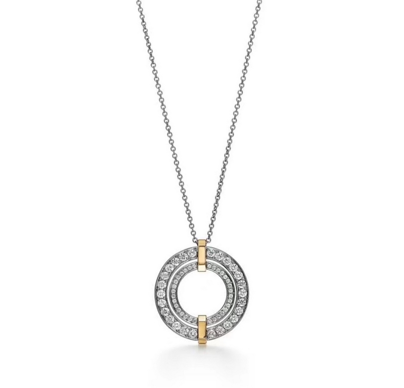 C276  Tiffany   models Tiffany 23C new circle full of diamonds color separation necklace simple atmosphere versatile non-fading non-allergic body S925 sterling silver material plating thick gold fashionable timeless mode