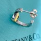 Tiffany   models Tiffany 23C new rows of diamonds two-tone earrings simple atmosphere versatile non-fading non-allergic body S925 sterling silver material plating thick gold fashionable but not fashionable models trendy 